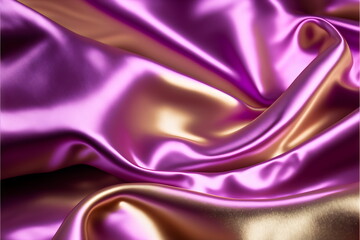 Wall Mural - pink and gold pastel swirling satin background fabric texture colorful, generative ai