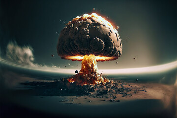 Wall Mural - concept of atomic bomb blast on surface of earth