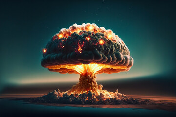 Wall Mural - concept of atomic bomb blast on surface of earth