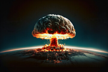 Wall Mural - concept of atomic bomb blast on surface of earth