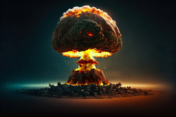 Wall Mural - concept of atomic bomb blast on surface of Earth