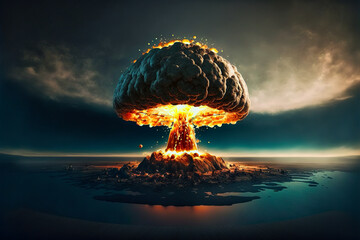 Wall Mural - concept of atomic bomb blast on surface of earth