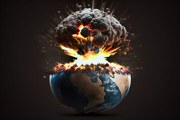 Wall Mural - concept of planet earth exploding from atomic bomb