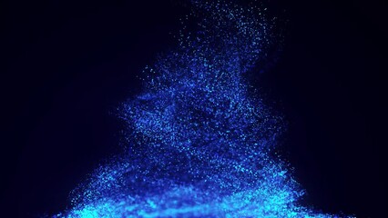 Poster - 4K particle tornado, motion Background. Abstract background with connecting dots. Vortex. Wave of particles. Whirlpool of mixed particles of, flying on dark background. Dynamic particles of, randomly 