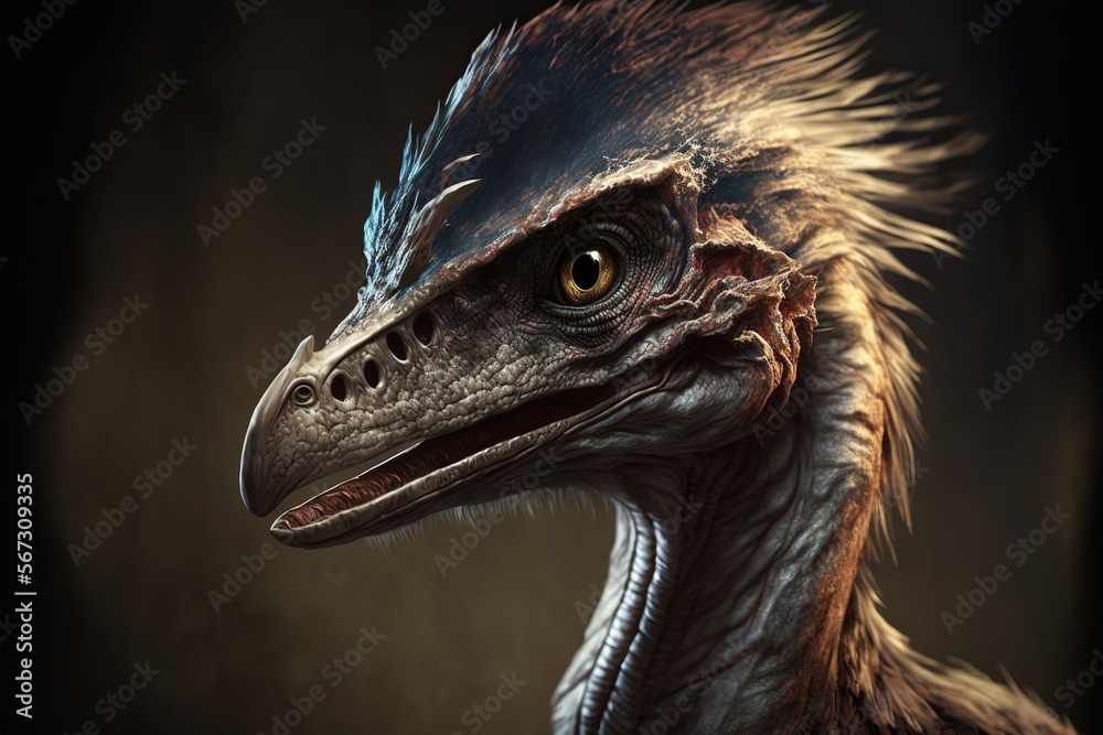 humanoid raptor with feathers illustration generative ai Stock ...