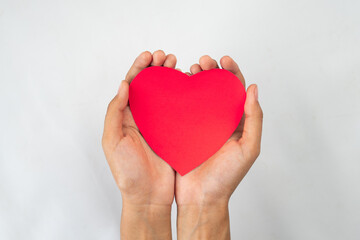 Poster - hands holding love paper shape isolated