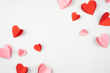 Poster - Red and pink love shape origami composition for frame and background