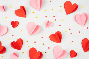 Poster - heart shape origami with glitter pattern for valentine background and wallpaper