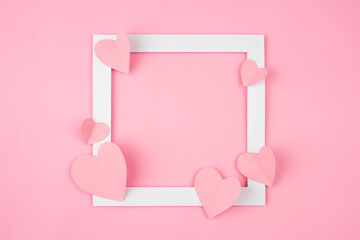 Poster - square frame with pink love shape for text copy space. valentine and romantic background design