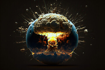 Wall Mural - concept of planet earth exploding from atomic bomb