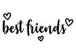 © teracreonte - Letras de la palabra best friends con corazones. Texto manuscrito best friends para su uso en invitaciones y tarjetas