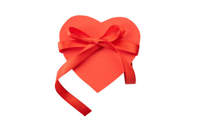 Poster - Gift box in heart shape with red ribbon bow 