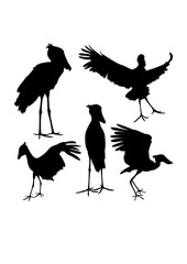 Wall Mural - Shoebill animal silhouettes