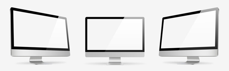 Poster - realistic set computer. device screen mockup collection. realistic mock up computer with shadow - st