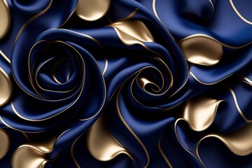 Wall Mural - blue and gold silk background