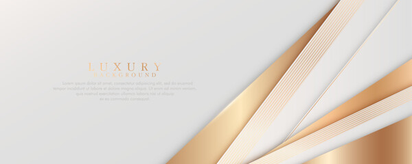 luxury white abstract background with golden lines. elegant white and gold geometric overlay layer. 