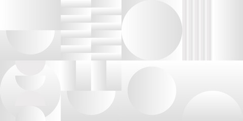 Fototapete - Abstract white and gray gradient background. Modern minimalistic design. Vector illustration with simple shapes like circle, square, rectangle. Monochrome light 3d futuristic design