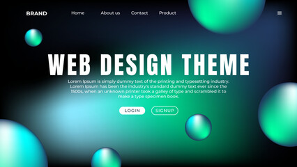 Wall Mural - landing page design with 3d elements for business web