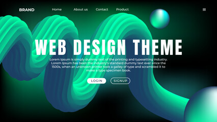 Wall Mural - landing page design with 3d elements for business web