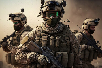 Special forces. Soldiers. Generated AI