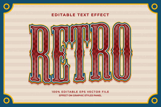 decorative retro editable text effect vector