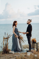 Wall Mural - wedding ceremony of a girl and a guy on high hills