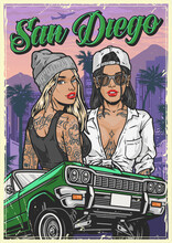 San Diego Girls Poster Colorful