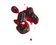 Abstract liquid stain of sweet black currant jam or sauce isolated on transparent background, top view, PNG
