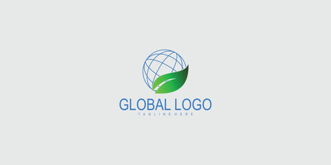 Creative global logo design premium vector