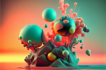 Fototapete - Beautiful abstract surreal Android concept, contemporary colors and mood social