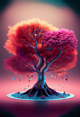 Poster - Beautiful abstract surreal Tree concept, contemporary colors and mood social background.	