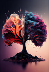 Poster - Beautiful abstract surreal Tree concept, contemporary colors and mood social background.	