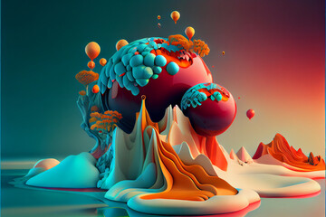 Poster - Beautiful abstract surreal Tree concept, contemporary colors and mood social background.	