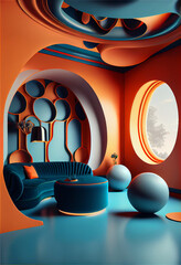 Poster - Beautiful abstract surreal room concept, contemporary colors and mood social background
