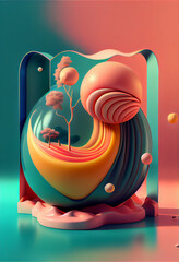 Poster - Beautiful abstract surreal art concept, contemporary colors and mood social background.	
