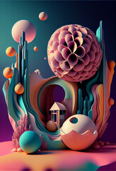 Poster - Beautiful abstract surreal art concept, contemporary colors and mood social background.	