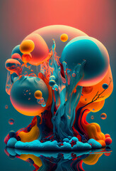 Poster - Beautiful abstract surreal art concept, contemporary colors and mood social background.	