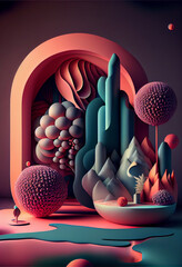 Poster - Beautiful abstract surreal art concept, contemporary colors and mood social background.	