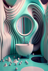Poster - Beautiful abstract surreal room concept, contemporary colors and mood social background