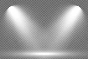 White scene on with spotlights. Vector illustration.
