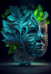 Poster - Beautiful abstract surreal head of a leaf concept, contemporary and mood social background	