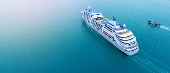 Wall Mural - cruise ship, cruise liners beautiful white cruise ship above luxury cruise in the ocean sea at early