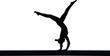 girl gymnast handstand exercise on balance beam black silhouette