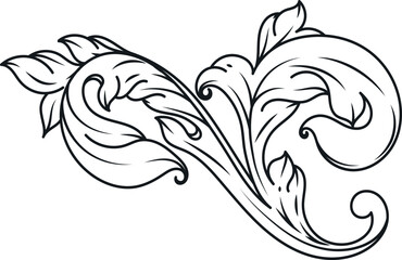 Sticker - baroque filigree element. flourish victorian decorative leaf
