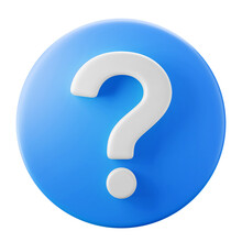 White Question Mark On Blue Glossy Circle Shape User Interface Theme 3d Icon Render Illustration Isolated