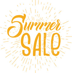 Wall Mural - summer sale in retro sun burst. vintage style logo