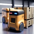 modern forklift truck, robot or cybrog working in warehouse. Future Innovation. Generative AI