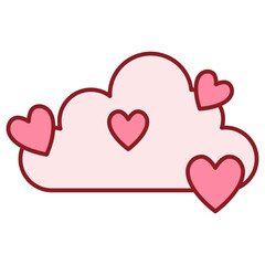 Canvas Print - cloud with hearts. romance icon