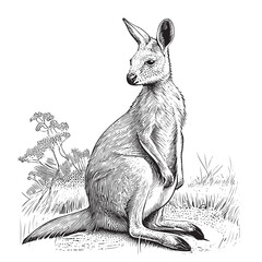 Wall Mural - Kangaroo hand drawn sketch illustration