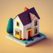 Miniature minimalistic house icon in vector illustrative style, for housing market and real estate, generative ai